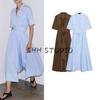 Fall Women's Clothing Cotton Blend Bows Shoelace Poplin V Neck Short Sleeve Dress 2640596 2640259