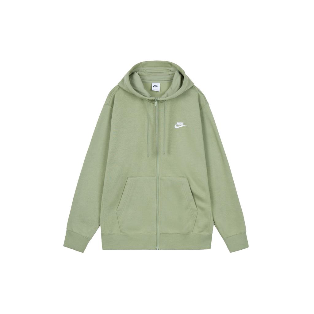 Nike Solid Color Letter Print Zip Hoodie With Drawstring Men Tops Oil-Green BV2646-386