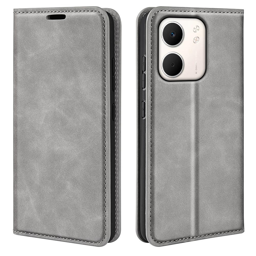 

Для Oppo A5x 4G/Oppo A5x 5G Чехол-скин Кожа на ощупь Кошелек Чехол для телефона Grey