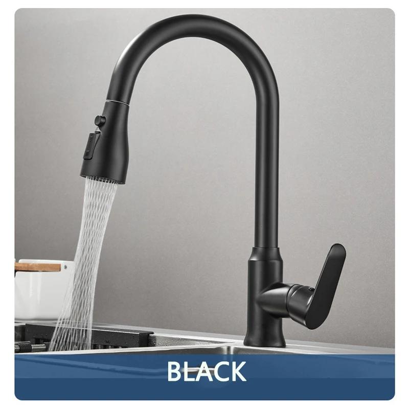 

Kitchen Faucet Single Hole Pull Out Spout Kitchen Sink Mixer Tap Stream Sprayer Head Chrome/Black Mixer Tap чёрный