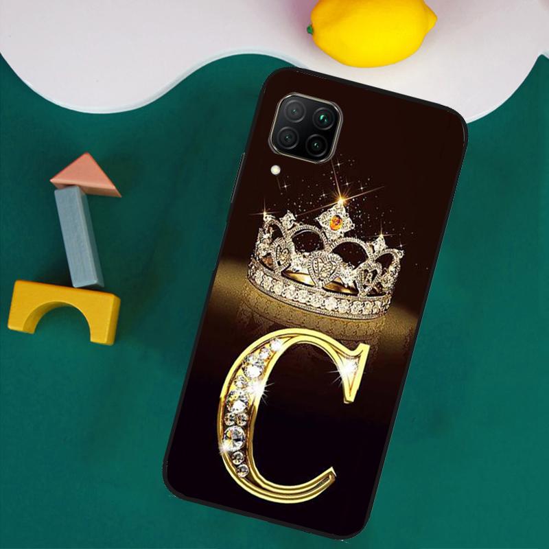 Letter Monogram Gold Marble For Huawei Nova Y73 Y72 Y70 Y90 Y60 Y61 Y91 12s 12i 11i 8i 9 10 SE P40 Lite P30 P60 Pro Case