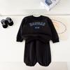 Kids' Spring/Autumn Sports Set: Boys' Letter Print & Winter Fleece-Lined Baby Girl Sweatshirt with Pants