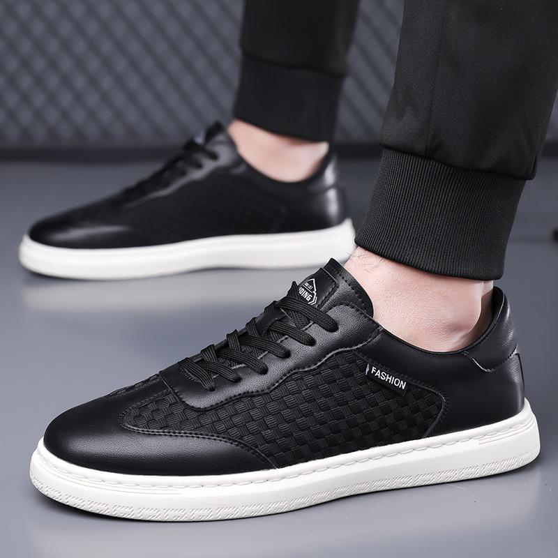 Men's shoes new leather breathable sports casual shoes lightweight versatile board shoes trendy brand fashion white shoes