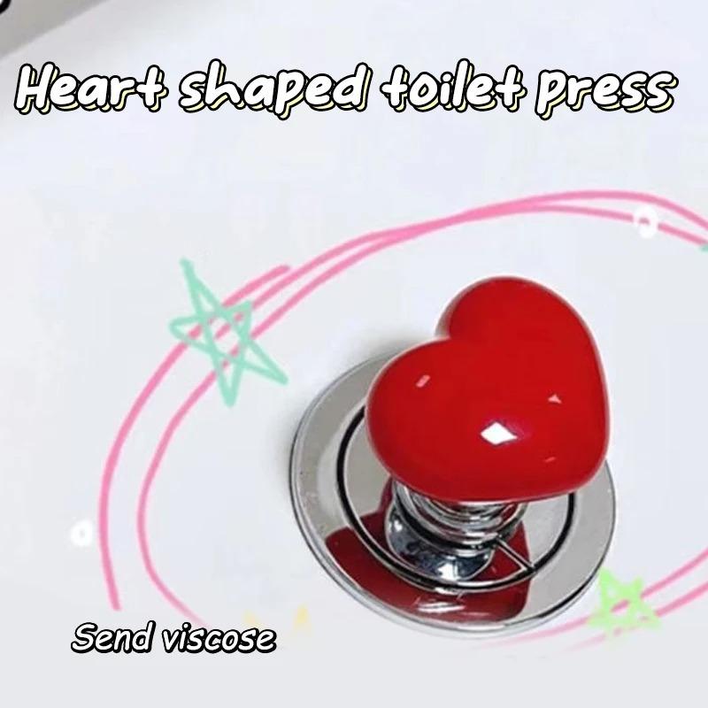 Toilet Press Button Heart Shaped Press Tank Push Switch Toilet Bathing Room Decor Water Press Flush Button