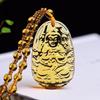 Yellow Crystal Necklace Long Sweater Chain Manjushri Pendant Amitabha Pendant Unisex Gift
