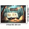 2D Summer Camp Backdrop, Retro RV Camper & String Lights Party Banner