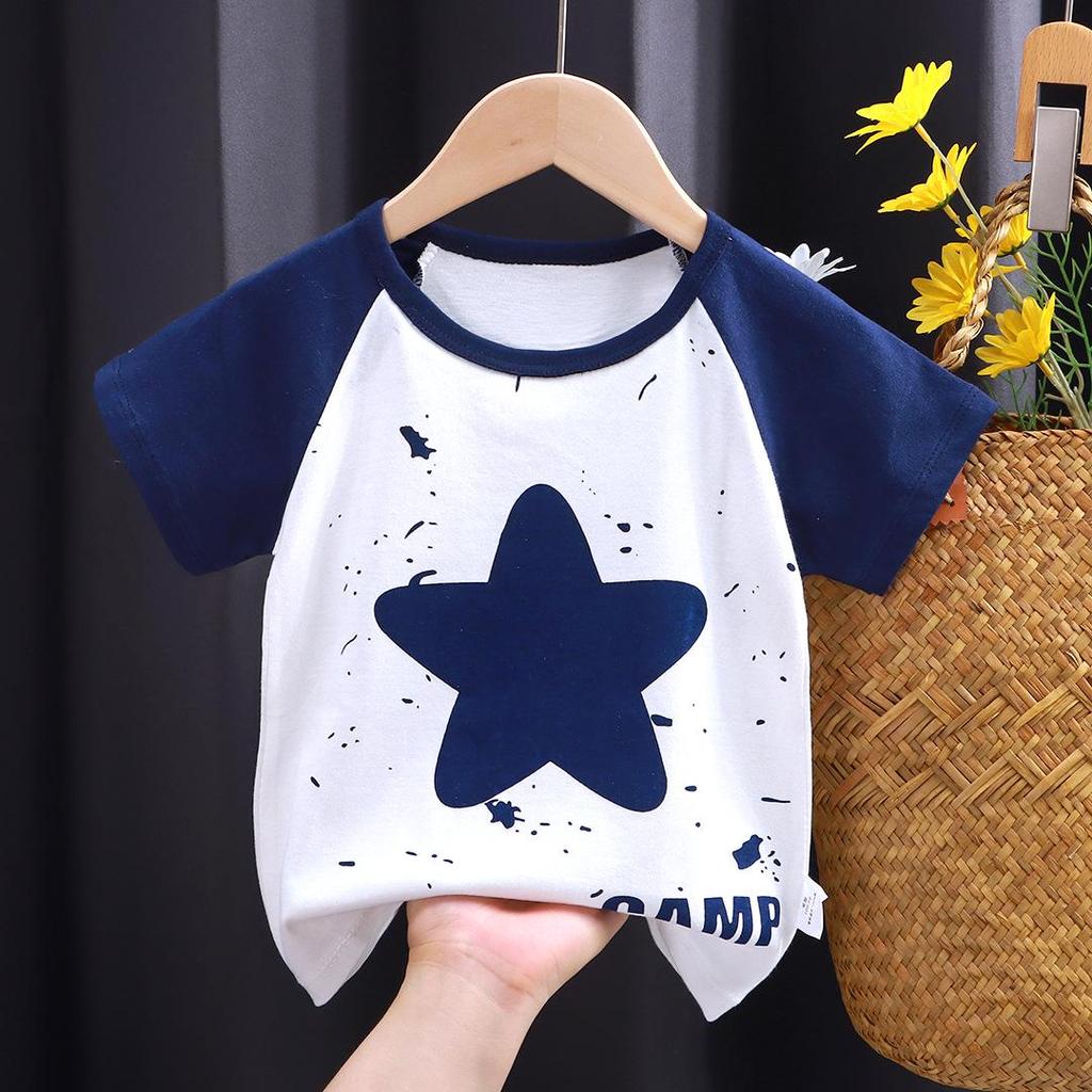 Bomulls T-shirt med tecknad figur i koreansk stil för flickor - Sommar med korta ärmar