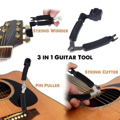 3 IN 1 Gitarrensaitenaufwickler + Saitenschneider + Saitenstiftzieher Instrument Gitarren-Wartungswerkzeug Reparatur