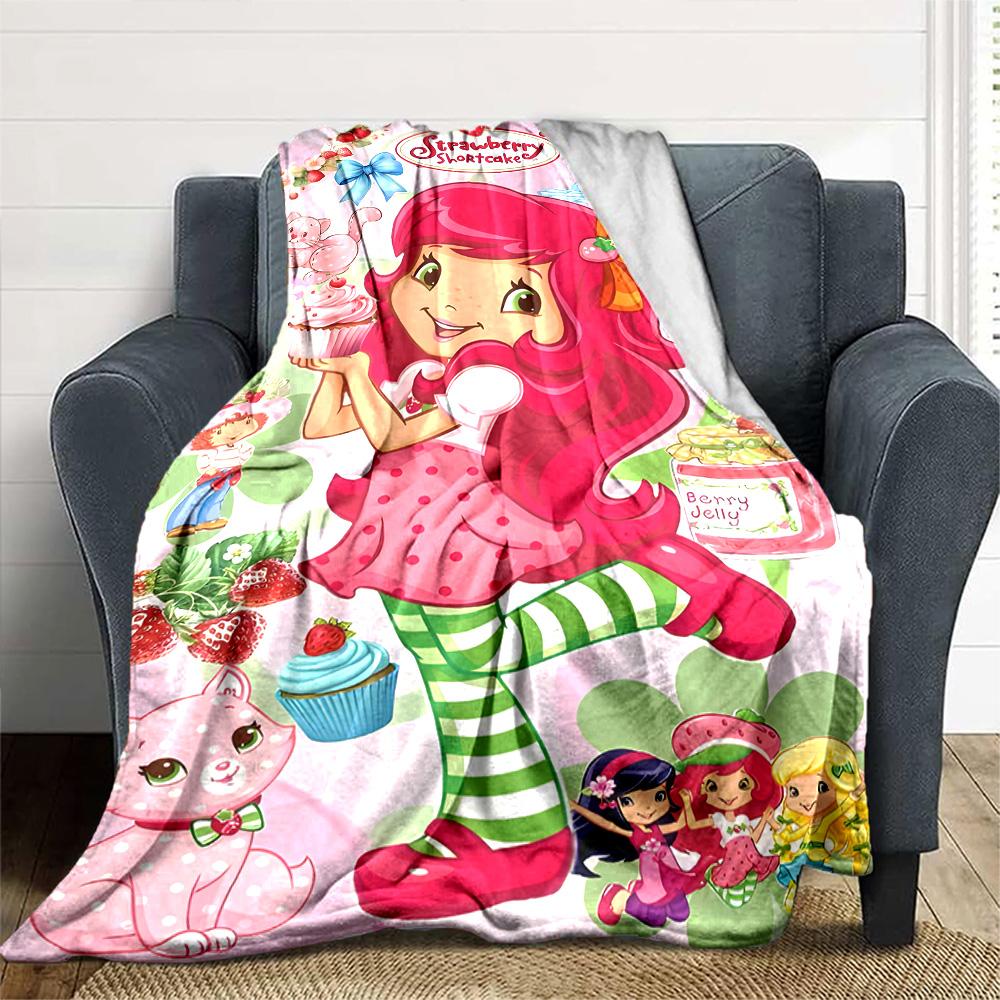 1pc Princess Strawberry11 Blanket, Gift, for Men and Women, Soft Blanket, Good for Sofa Bed Couch Travel, Lightweight Flannel Blanket