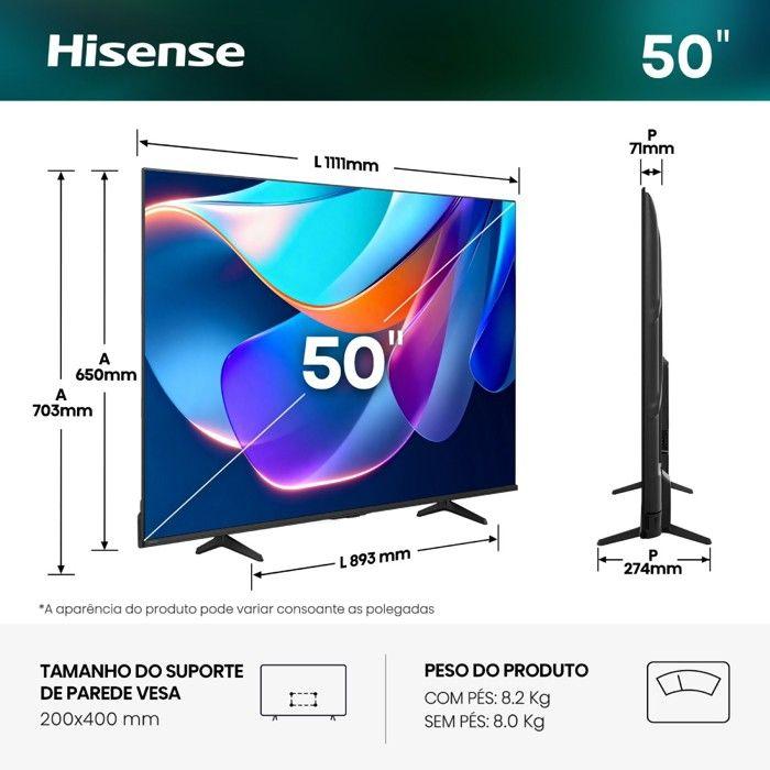 Television - HISENSE - 50A6S (2026) - 50" - UHD 4K - Smart TV