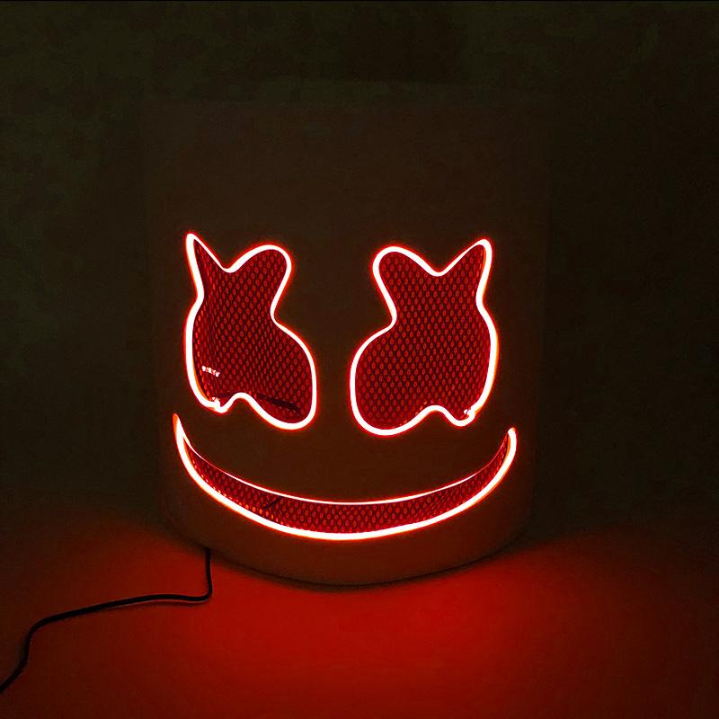 Máscara Marshmello DJ Brillante Hip Hop Baile Bar Discoteca Espectáculo Accesorios DIY LED Marshmallow Cos Máscara Diy Hombres DJ Disco Máscara Disfraz