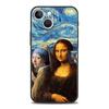 Mona Lisa Van Gogh Oil Painting Art Luxury Phone Case For iPhone 13 15 14 12 11 Pro MAX XR X SE XS 7 8 Plus Soft Black Cover