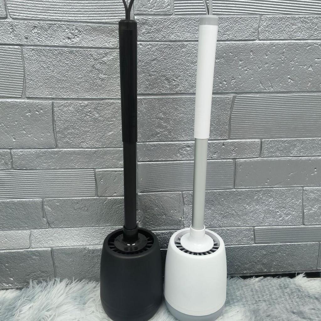 Runde Toilettenbürste mit langem Griff, wandmontiert, mit Gel-Kopf