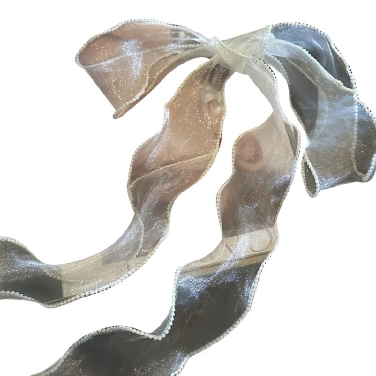 

PearlEdge Ruffle Neck Scarf Hand Tied Ribbon Scarf KoreanStyle Hairtie Neckwear 1 білий