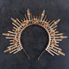 Cosplay Gold Color for Photoshoot Wedding Tiara Halo Crown Headpiece Headdress for Birthday Party