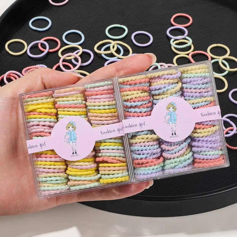 100pcs/set Colorful Hair Bands Girl Candy Color Elastic Rubber Band Hair Band Child Baby Headband Scrunchie Hair Accessories