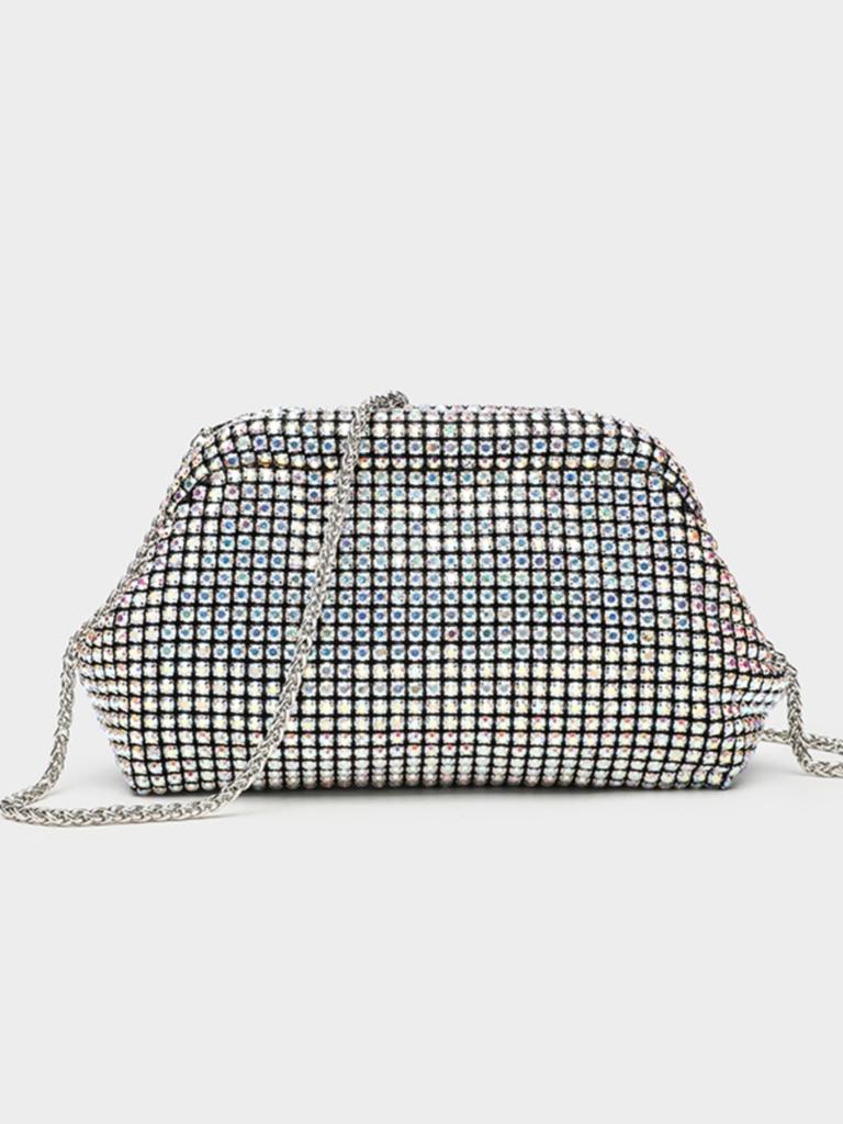 Clear Water Diamond Bag, Women'S Dinner Bag, Full Of Diamonds, Hand Clamp, Underarm Bag, Diamond-Encrusted Single Shoulder Flash Diamond Oblique Span