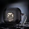 Carbon Fiber Texture Arphone Case For Apple AirPods Pro 1 2 3 4 Creative Rotate Metal Skull Latch Switch Anti-fall Protect Cover