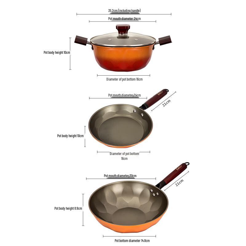 EKCO Red Flame 3-Piece Cookware Set