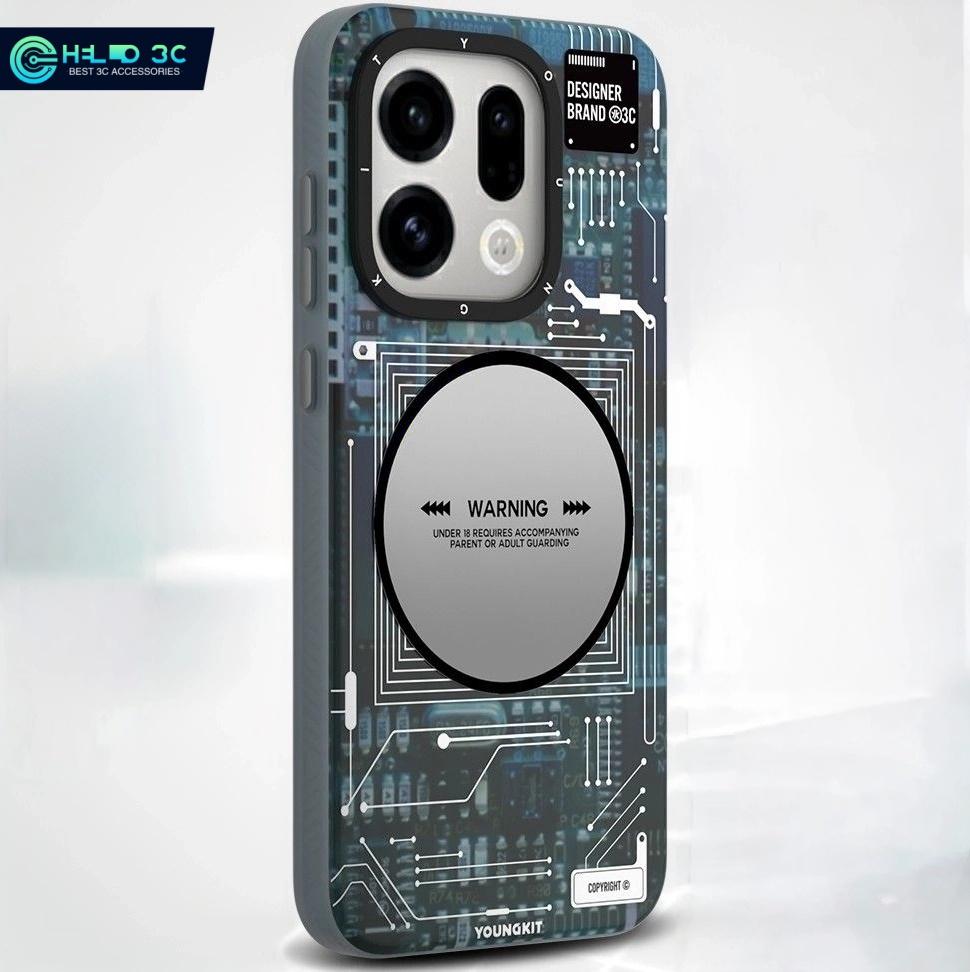 

Магнитный чехол Youngkit с текстурой схемы для OPPO Find X8/9, противоударный для Find X9 Pro, устойчивый к падениям чехол OPPO oppox9