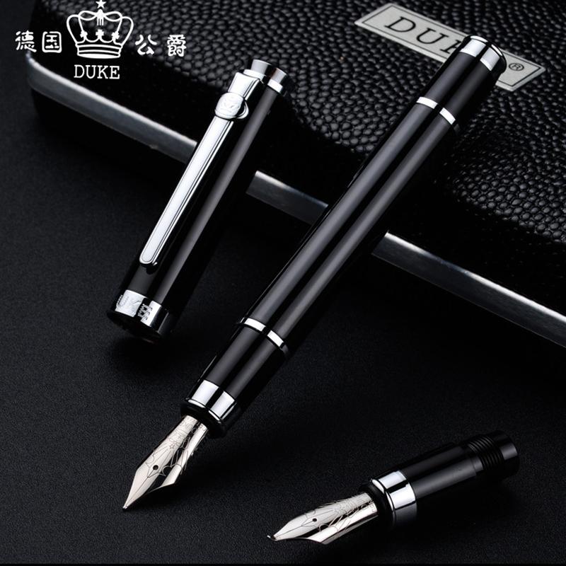 Duke Black And Silver Carbon Fiber Bent Nib Calligraphy 0.8MM & Fountain Pen For Writing Pen GFP015