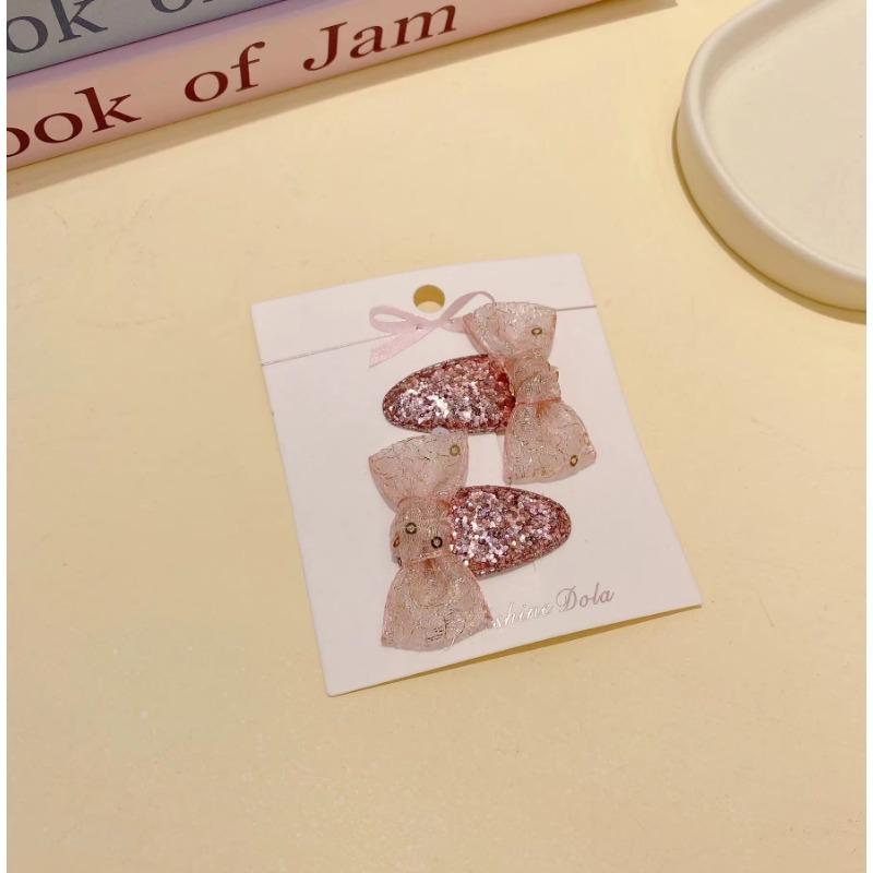 

1 пара, модный блестящий головной убор с заколкой для детей, детская девочка, серия принцесс, кавайная милая заколка для волос, сетчатый бант, боковой зажим для волос