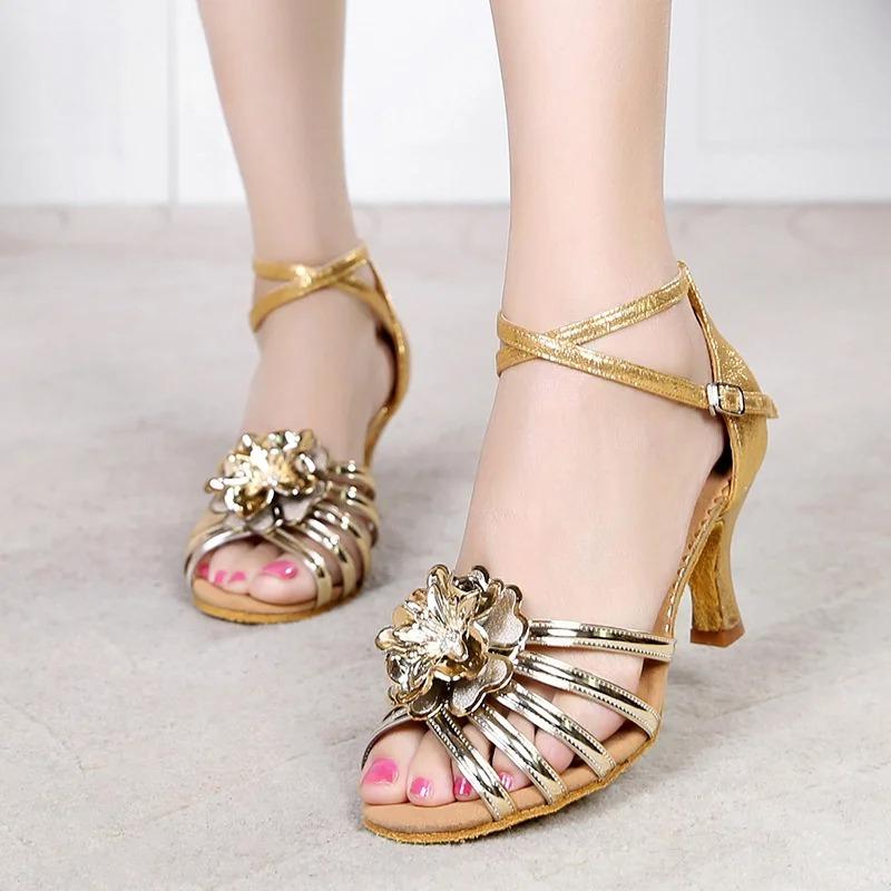 New Latin Dance Shoe Ladies Dancing Shoes Flower Soft Soles Ballroom Tango Salsa Dancing Shoe Girl Adults Shoes