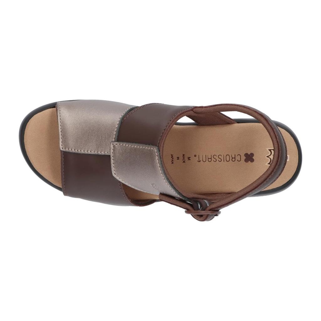 Leather Sandals CR4599 Dark Brown Combination S [Croissant] (726)