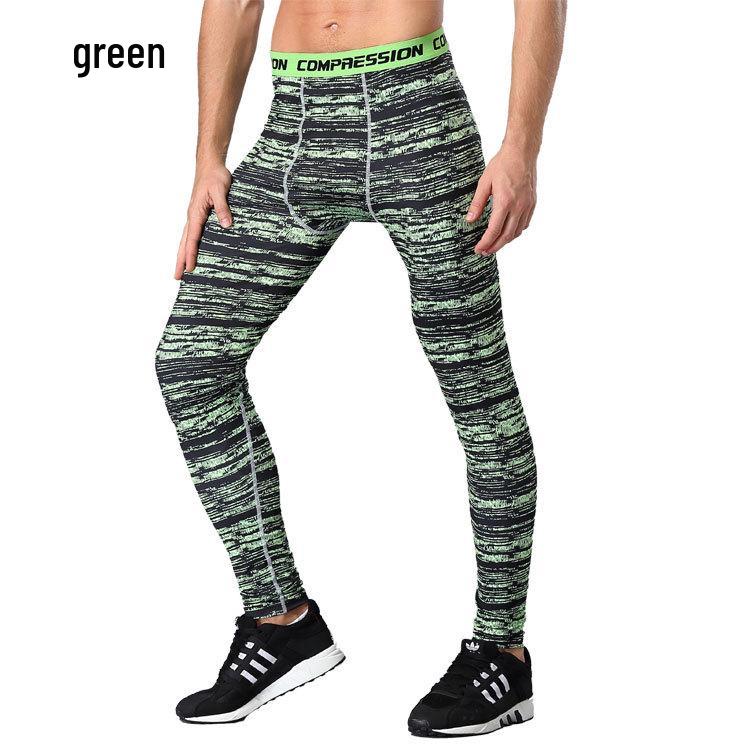 Pánské rychleschnoucí kompresní běžecké legíny s maskovacím vzorem