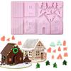 Christmas House Building block Chocolate Silicone Mold Gingerbread House Shape Cake Decoration DIY Biscuits Stencil Baking Tray