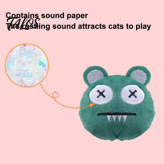 Cat Toy with Catnip Plush Ball Toy, Chew Cute Embroidered Face, Non-toxic Plaything Stuffed Kitten Teething for Indoor Cats Biting Patting Solo