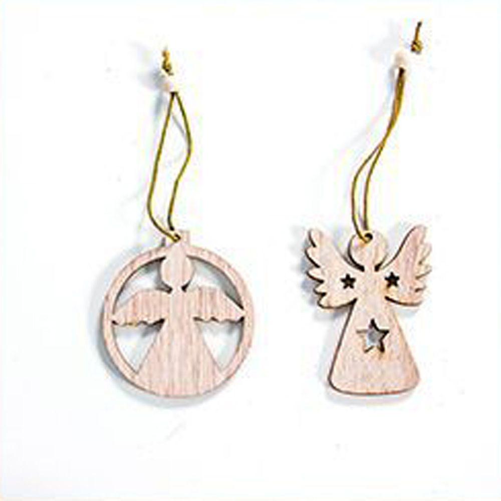 Crafts Drop Pendant Xmas Hanging Snowflake/Star/Angel Wooden Ornaments Christmas Tree Decoration