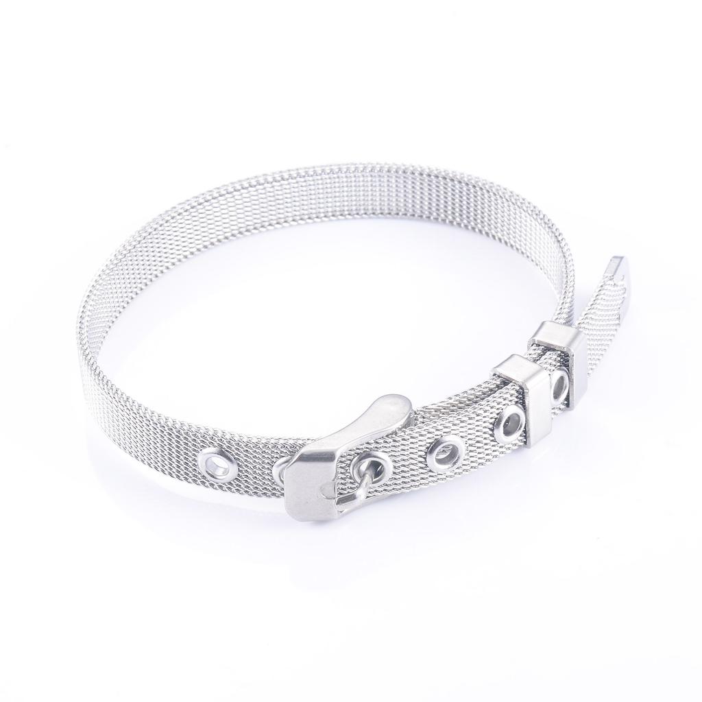 21cm Cinturino Bracciale in Acciaio Inossidabile a Maglia Stretta Regolabile per Orologi da Donna Uomo Cinturino a Catena Bracciale Gioielleria in Metallo