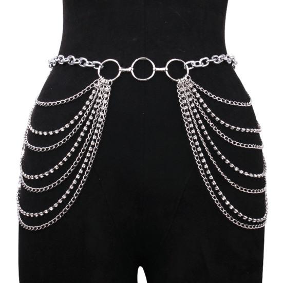 Damelegering midjekjede Flerlags kjede kvast magekjede Justerbar sele Gotisk midjekjede Klærtilbehør