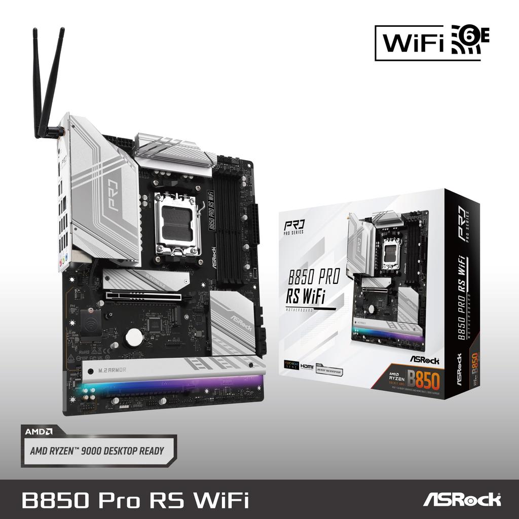 ASRock B850 Pro RS WiFi DDR5 ATX Motherboard for AMD Ryzen Series CPUs Japanese Retailer Motherboard, 9000/8000/7000 (Socket AM5) [Official Product]