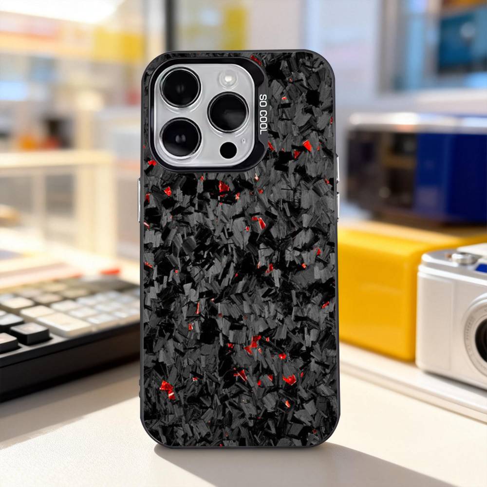 Carbon Fiber Pattern Painting Phone Case For iPhone 11,12,13,14,15,16,17,Pro,Max,Plus,E,Air,Mini IMD Matte Black