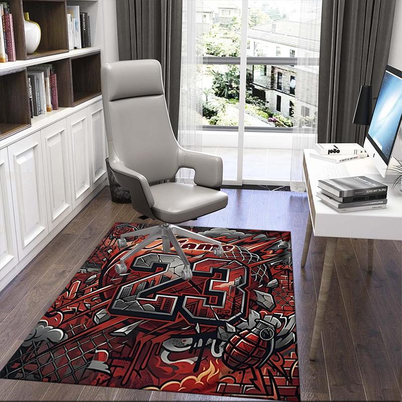 1PC Custom Name Fire Ice Sports Theme Theme Floor Mat Ideal for Living Room, Game Rooms, Office, Bedroom,Floor Mat Playful Design