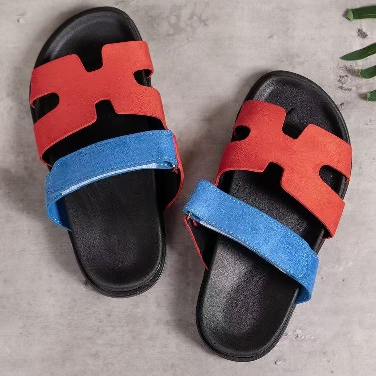 Damskie Klapki na Grubej Podeszwie Duże Rozmiary, Kolorowe Klapki Casual na Rzepy, Modne Antypoślizgowe Buty Plażowe Outdoor dla Kobiet
