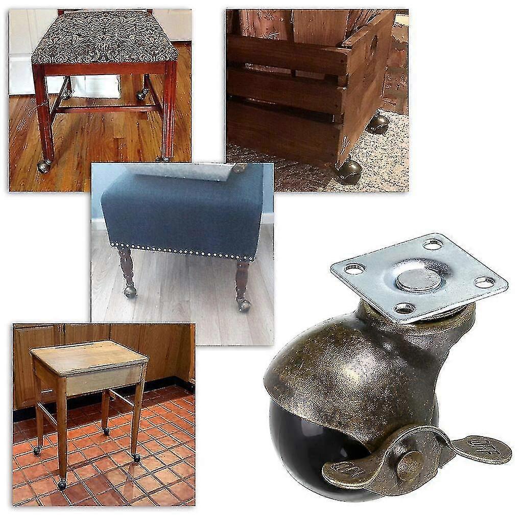 Bronze Ball Wheel, 50mm Ball Casters, Rounded Ball Casters With Brake, Replacement For Furniture, Sofas, Chairs, Cabinets, 4 Pcs - Ri