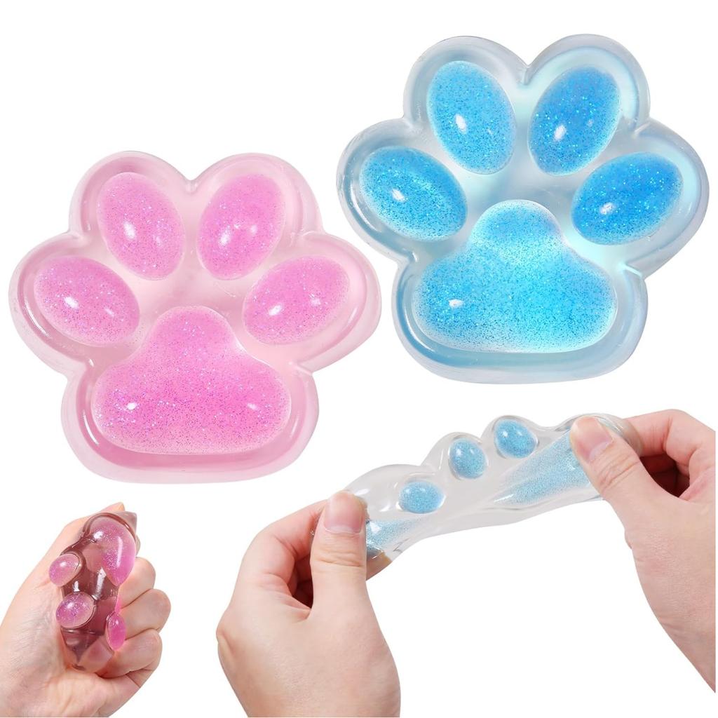 Mačkací kočičí tlapka Hračka na mačkání Ledová s třpytivým práškem Kawaii Úleva od stresu a úzkosti Měkké senzorické hračky pro dospělé Děti Dospívající