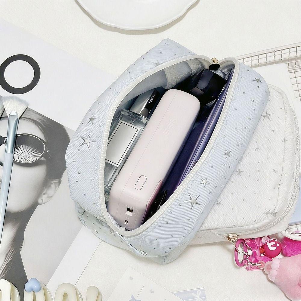 1pc High Quality Shining Star Pattern Storage Bag Portable Large Capacity Cosmetic Bag Multi-functional Makeup Bag Women Girls