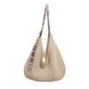 New Large Capacity Crochet Tote Bag Embroidered Strap Lightweight Hollow Woven Bag Flower Knitting Handbag Female