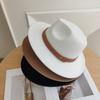 Winter British Style Brown Belt Soft Felt Hat Men'S And Women'S Gentleman'S Top Hat Large Flat Brim Woolen Warm Jazz Hat