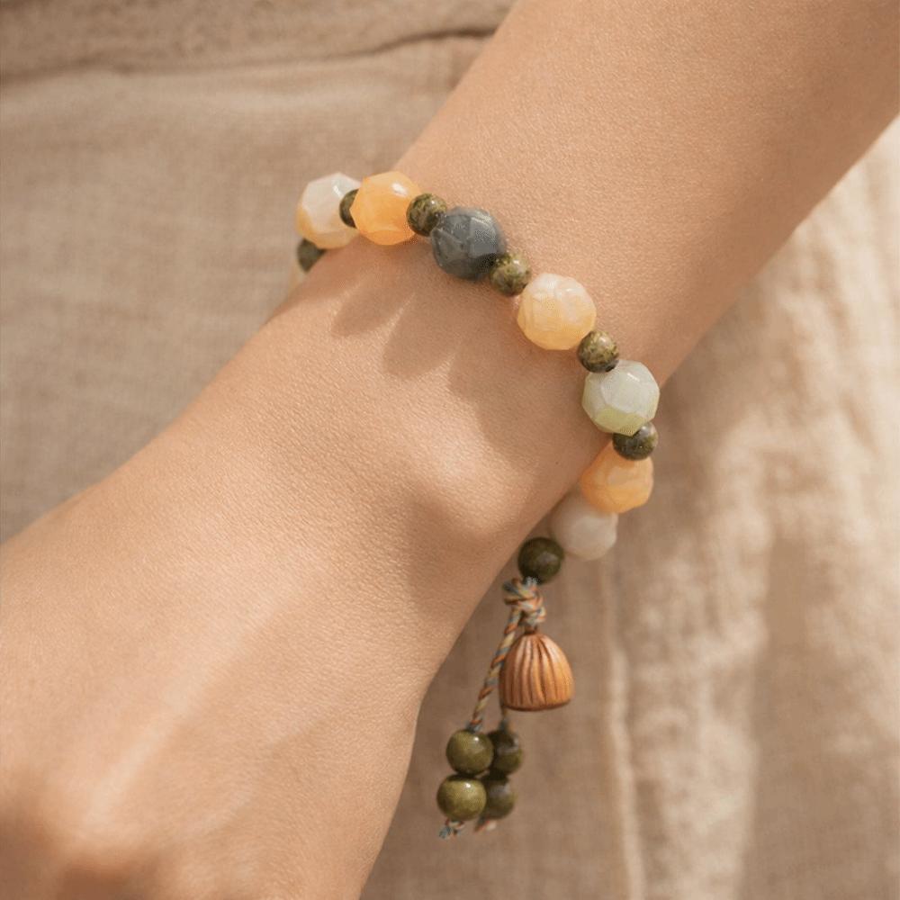 Lotus Charm Tibetan Buddha Bracelet Charm Jewelry Wooden Beads Bracelet  Anxiety Relief