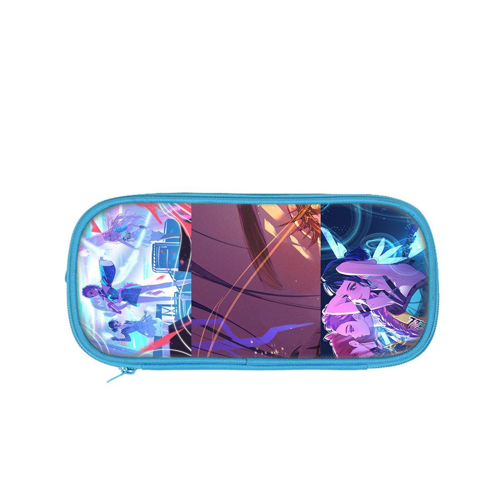 Student Blue Double-layer Pencil Case Kpop Witch Hunting Girl Group Student Storage Stationery Bag Pencil Bag