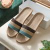Linen Slippers Household Thick Bottom Straw Weaving Men and Women Summer Cool Slippers Home Indoor Non-slip