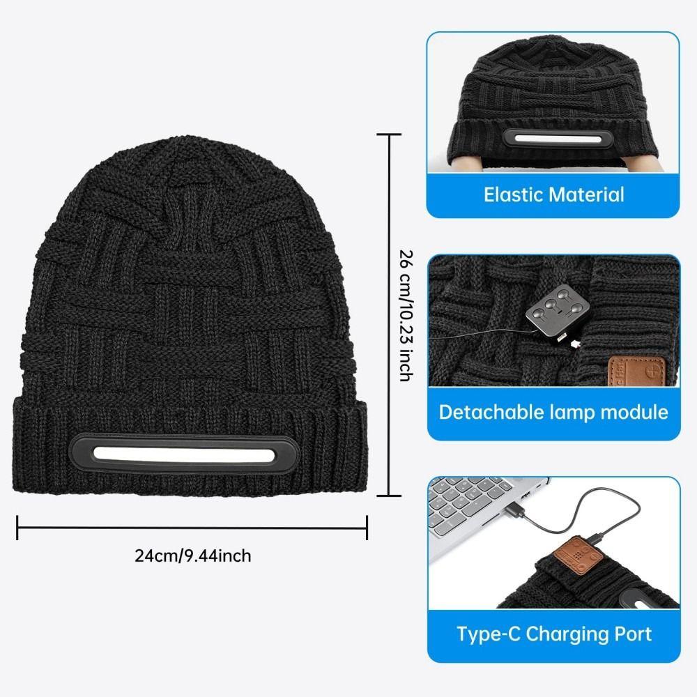 Winter Warm Bluetooth Music Knitted Hat Plus Velvet Coldproof Ear Protection Hat Supporting Wireless Calls USB Rechargeable