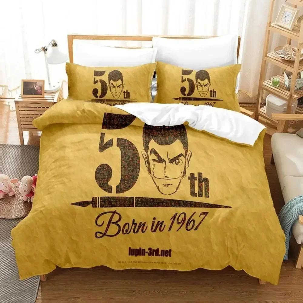 Anime Lupin Third Mine Fujiko Printed Bed Set Duvet Cover Pillowcase Bedding Set Linen Sheet Quilt Cover Full Queen King Size