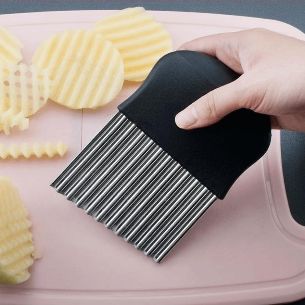 Stainless Steel Potato Chip Slicer Thickened Crinkle Cutter Kitchen Gadget Wavy Chopper Kitchen