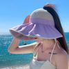 Casual Women Summer Wide Brim Sun Visor Hat Adjustable UV Protection Bow Knot Foldable Sport Empty Top Cap Beach Cap Sun Hat
